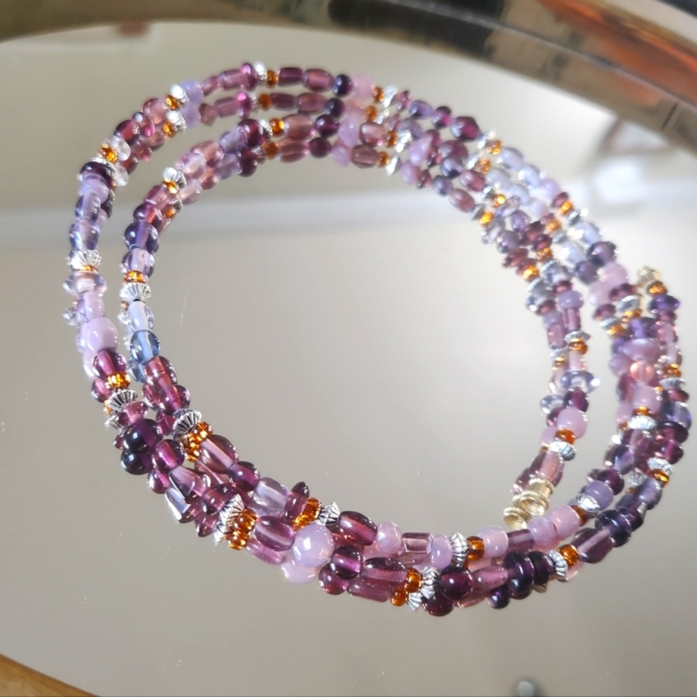 Waist beads, African waist beads, weight control, amethyst, jeweled beads
